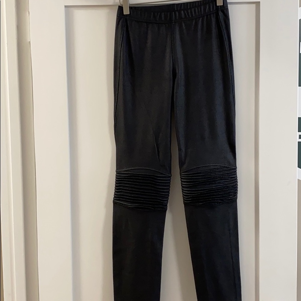 Black faux biker tights